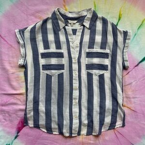👚2/$20 | Lucky Brand Cotton Striped Short-Sleeve Shirt | Size XS